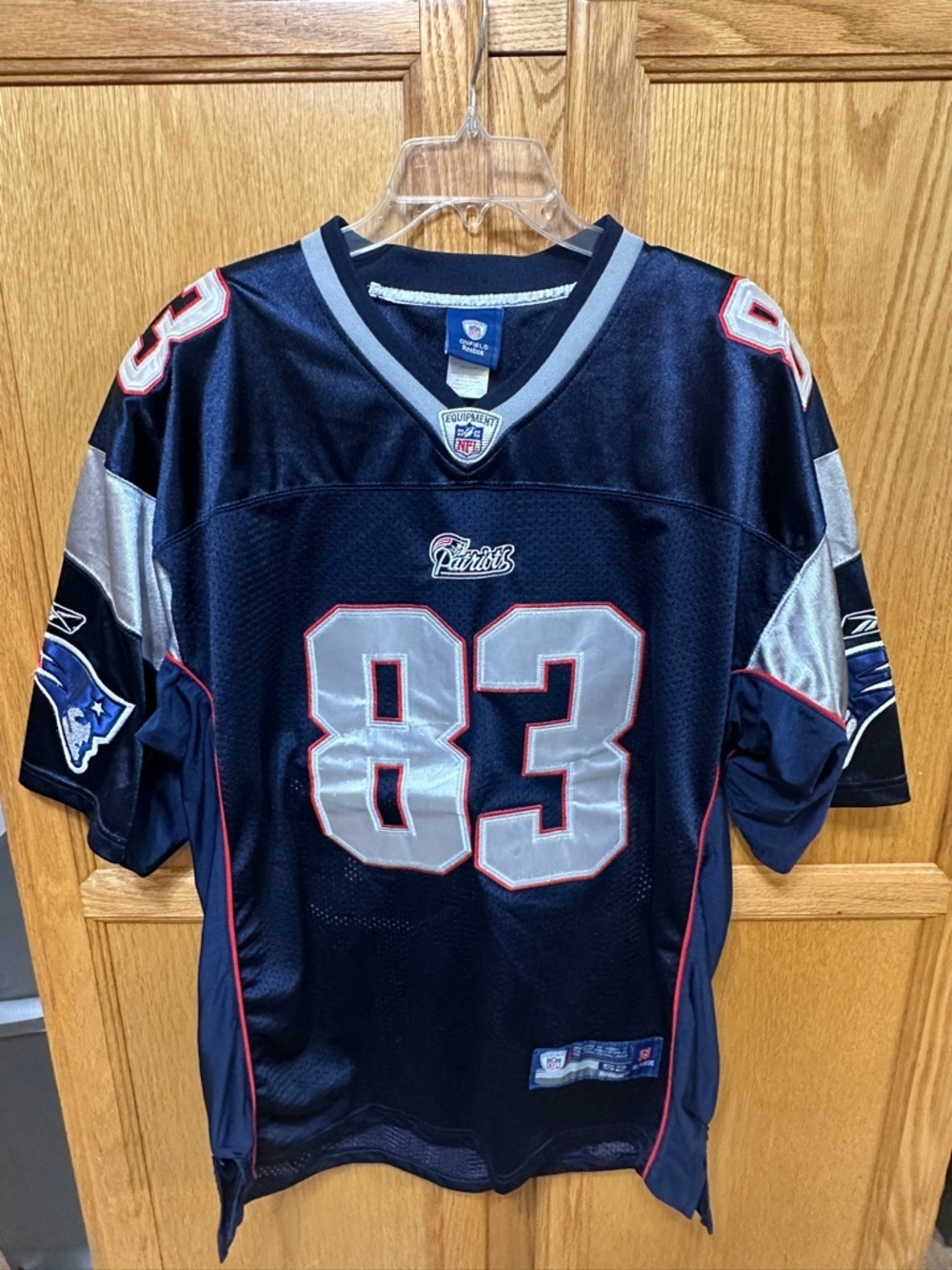 #83 Wes Welker New En Patriots  Football Jersey with Silver and Red Accents